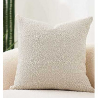 Vankúš JESS 45x45 cm - ZEN - bouclé/zamat - krémový