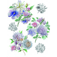 Moderná samolepka na stenu - Jemné fialové kvety - 65x85 cm
