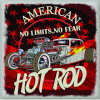 Moderná samolepka na stenu - American Hot rod - 30x30 cm