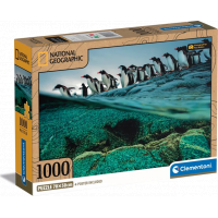 CLEMENTONI Puzzle National Geographic: Tučniaky gentoo sa hromadne vrhajú do mora 1000 dielikov