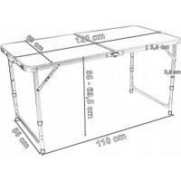 Biely campingový rozkladací stôl TRIP 120x60 cm so stoličkami