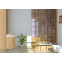 Rohový bambusový kôš s vekom 60L - hnedý