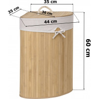 Rohový bambusový kôš s vekom 60L - hnedý