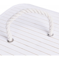 Rohový bambusový kôš s vekom 60L - šedobiely