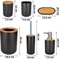 Súprava kúpeľňových doplnkov v čiernej farbe TIMOR