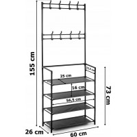 Predsieňový čierny vešiak so 4 policami HANI