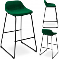Tmavozelená loftová barová stolička SLIGO - 2 kusy