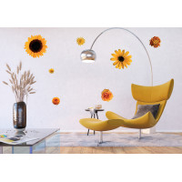 Moderná samolepka na stenu - Žlté kvety a slnečnice - 65x85 cm
