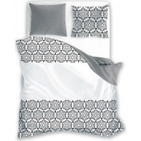 Bavlnené obliečky GLAMOUR - biele / šedé - 180x200 cm
