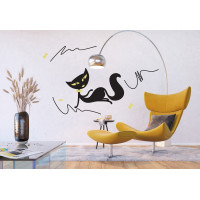 Moderná samolepka na stenu - Čierna mačka - 65x85 cm