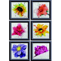 Moderná samolepka na stenu - Kolekcia obrazov s kvetinami - 65x85 cm