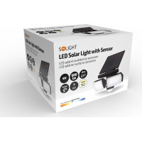 LED solárne osvetlenie so senzorom, 8W, 600lm, Li-on, čierna