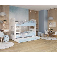 Detská poschodová posteľ Dominik so zásuvkou MODRÁ - 160x80 cm