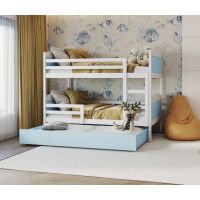 Detská poschodová posteľ s prístelkou MATTEO - 190x80 cm - modro-biela
