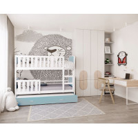 Detská poschodová posteľ s prístelkou TAMI Q - 190x80 cm - modro-biela
