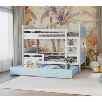 Detská poschodová posteľ so zásuvkou MATTEO - 190x80 cm - modro-biela