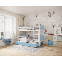Detská poschodová posteľ so zásuvkou MAX R - 200x90 cm - modro-biela - vláčik