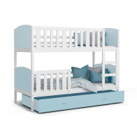 Detská poschodová posteľ so zásuvkou TAMI Q - 160x80 cm - modro-biela