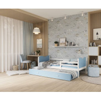 Detská posteľ s prístelkou MAX W - 200x90 cm - modro-biela - vláčik
