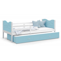 Detská posteľ s prístelkou MAX W - 190x80 cm - modro-biela - vláčik