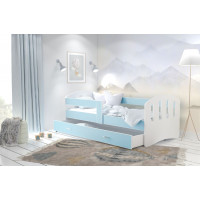 Detská posteľ so zásuvkou HAPPY - 140x80 cm - modro-biela