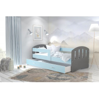 Detská posteľ so zásuvkou HAPPY - 160x80 cm - modro-šedá