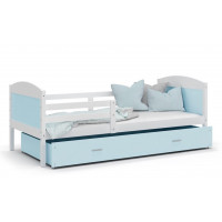 Detská posteľ so zásuvkou MATTEO - 160x80 cm - modro-biela