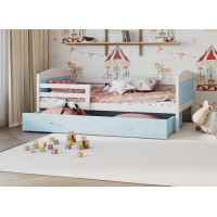 Detská posteľ so zásuvkou MATTEO - 190x80 cm - modro-biela