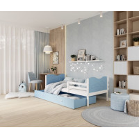 Detská posteľ so zásuvkou MAX S - 190x80 cm - modro-biela - vláčik
