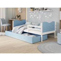 Detská posteľ so zásuvkou MAX S - 160x80 cm - modro-biela - vláčik
