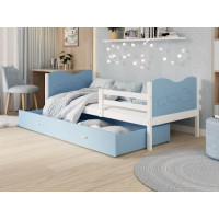 Detská posteľ so zásuvkou MAX S - 200x90 cm - modro-biela - vláčik