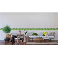 Moderná samolepiaca bordúra - Zelené listy - 14x500 cm