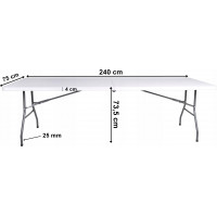 Skladací záhradný stôl IMPRO white 240 cm