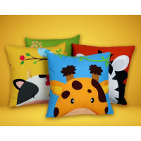 Vankúš SAFARI VELVET Žirafa 40x40 cm - modrý