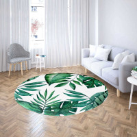 Penový okrúhly koberec VIVA VERDE 90 cm - Zelené listy