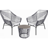 Záhradný ratanový nábytok ELLIE (2 kreslá + stolík) - šedý