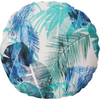 Vankúš ROUND 50 cm - Listy banánovníka - modrý