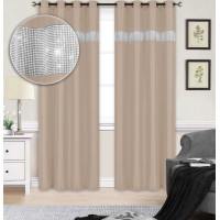 Dekoračný záves s krúžkami GLAMOUR 145x250 cm - béžový