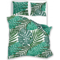 Bavlnené obliečky ELEGANT Ferns - biele / zelené - 160x200 cm