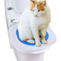 Modrá praktická podložka na WC pre mačky