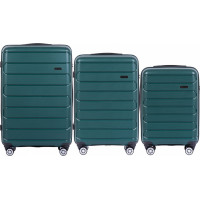 Moderné cestovné kufre BULK - set S+M+L - tmavo zelené - TSA zámok