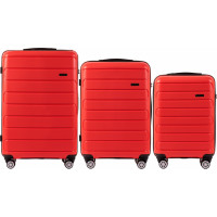 Moderné cestovné kufre BULK - set S+M+L - červené - TSA zámok