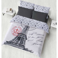 Prikrývka na posteľ VOYAGE Paris 200x220 cm - biely/sivý