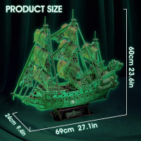 CUBICFUN 3D puzzle Plachetnica Bludný Holanďan (svietiaca v tme) 360 dielikov