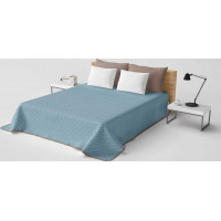 Prikrývka na posteľ LAURINE 220x240 cm - svetlo modrý/béžový