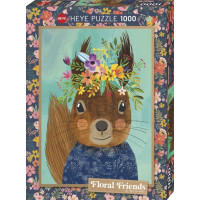 HEYE Puzzle Floral Friends: Roztomilá veverička 1000 dielikov