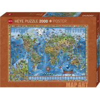 HEYE Puzzle Map Art: Úžasný svet 2000 dielikov