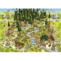 HEYE Puzzle Šialená ZOO: Expozícia Čierny les 1000 dielikov
