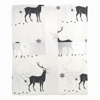 Prikrývka na posteľ MERRY Jelenie 200x220 cm - biely/sivý
