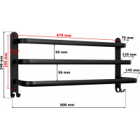 Nástenný vešiak na uteráky ATHOS 50 cm - čierny